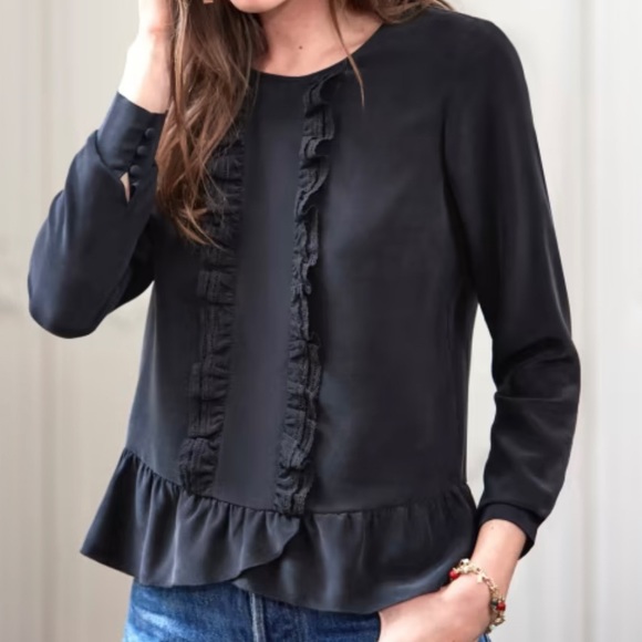 Sezane Tops - Sézane Black Silk Diana Blouse Sz US 12